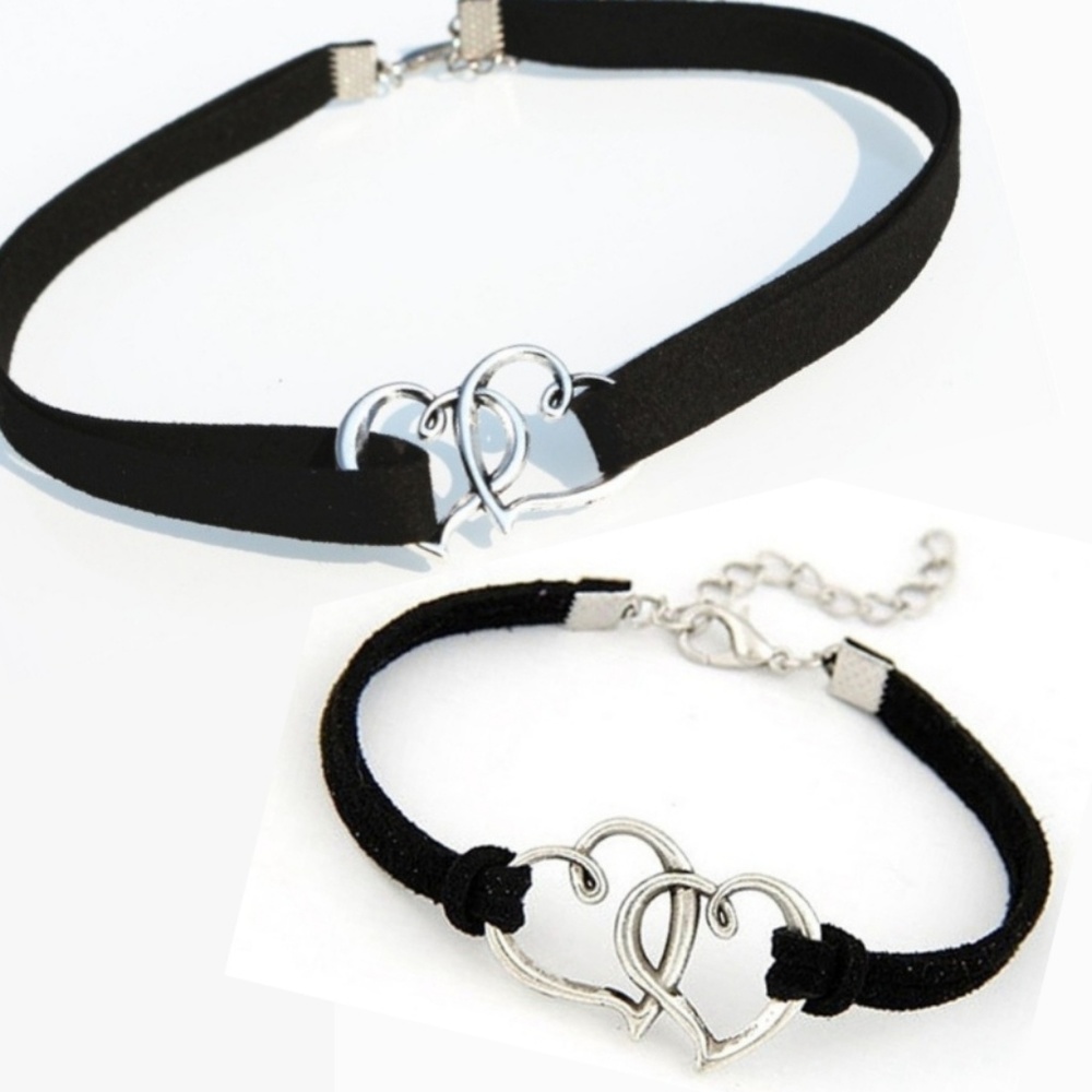 Necklace, Bracelet & Earrings - Two Hearts As One